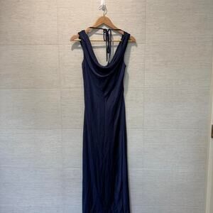 New Look Navy Blue Long Maxi Midi Dress cowl neck and tie back